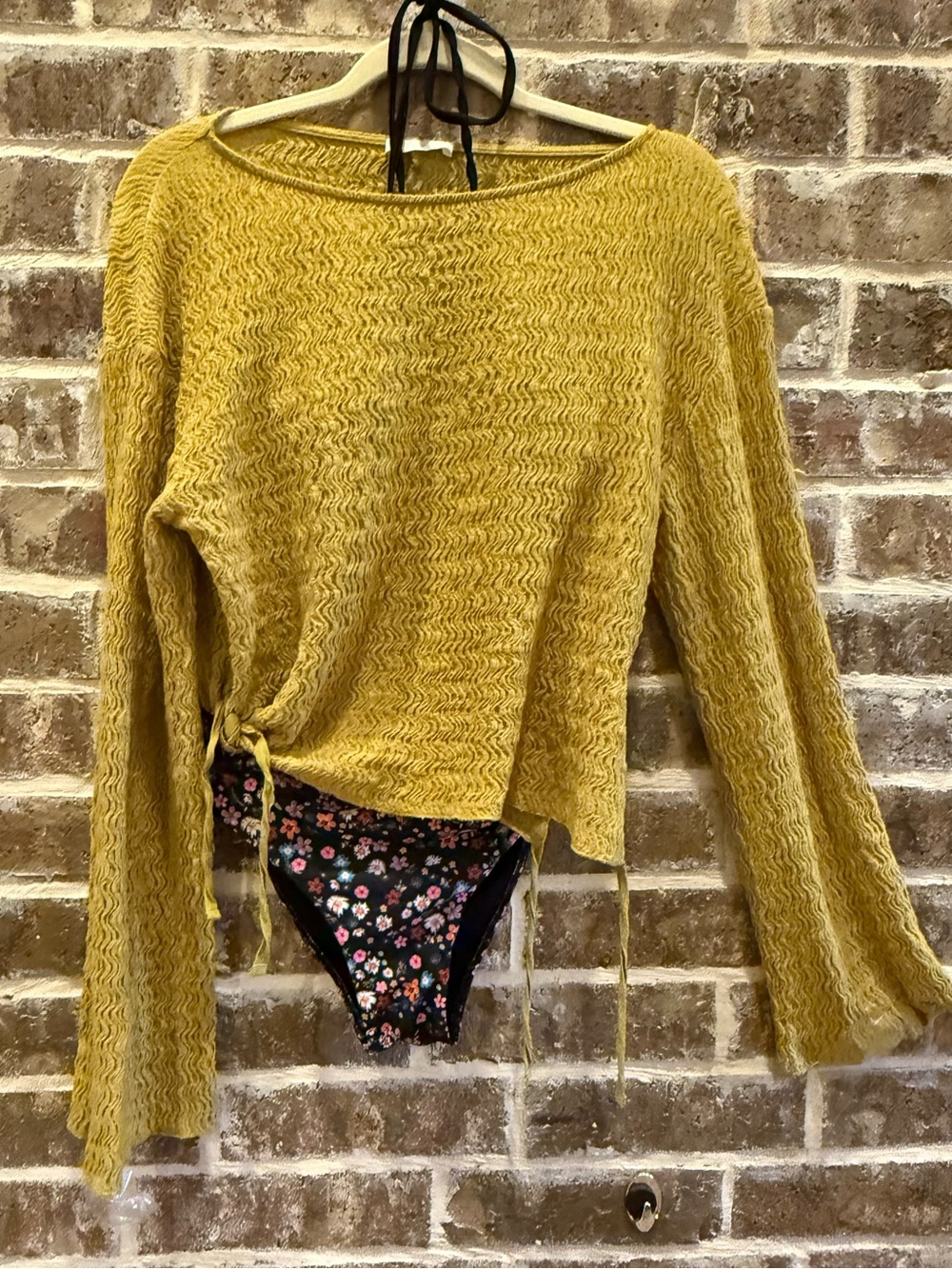 Zara Yellow Cable-Textured Knit Top